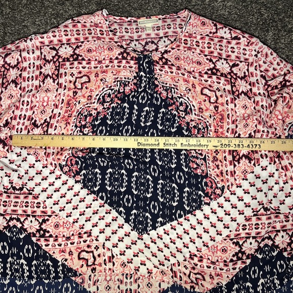 DANA BUCHMAN Women's 100% Polyester Poncho Top Short Sleeve Boho XL - Picture 3 of 9